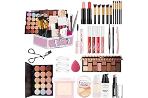 RoseFlower kit de maquillaje profesional completo, estuche maquillaje mujer con sombras de ojos profesionales correctores, brillo de labios, brochas de maquillaje, estuche de belleza de viaje