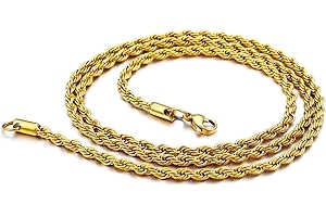 DVRK® Collana Uomo Oro 18k con Base in Acciaio Inossidabile 316L - Catena Uomo 55 cm Resistente all'Acqua - Catenina, Cordino, Cubana, Crocifisso, Rope, Regalo