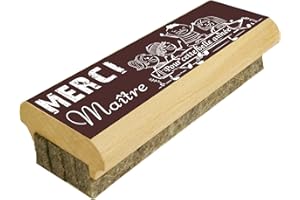 GRAVURE EVENTS Brosse en Bois pour Tableau Merci Maître pour cette belle année - efface le Feutre et la Craie sur les Tableaux Noirs comme sur les Tableaux Blancs – Cadeau Maître d'école primaire et maternelle