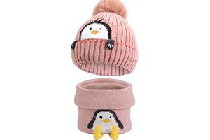 TAGVO Set di Scaldacollo per Cappello Inverno Lavorato a Maglia Caldo per Bambini,Set di Scaldacollo per Cappello Termico Foderato in Pile Invernale,Bambini Ragazzi Ragazze,Set di Accessori Invernali