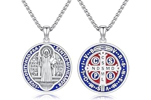 ADMETUS Saint Medals 925 Sterling Silver Protection Necklace Amulet Jewellery Religious Gifts for Men with 2.5mm 22'+2' Rolo Chain
