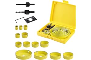 HSEAMALL Set di seghe a tazza in acciaio al carbonio, 17 pezzi, 19-127 mm, per trapano, per legno, cartongesso, plastica