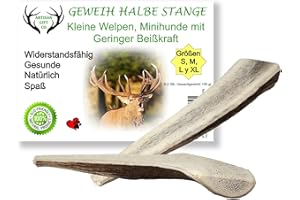 ARTISAN GIFT CO Rothirsch Geweih Hunden Kausnack Halbe Stange für Welpen oder Hunde - Gesamtnettogewicht 56gr+ (S - 2 stück)