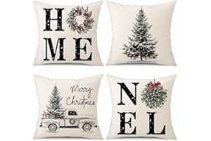 HuaMuDM 4 Stück Kissenbezüge,45x45cm Weihnachten Kissenbezug,Zierkissenbezug,Dekorative Kissenhülle,Kissenhüllen für Deko Weihnachten,Sofa Schlafzimmer Couch
