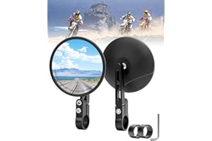 SUPAREE Retrovisores Moto Homologados Espejos Retrovisores Moto Manillar Espejos Moto Universal Giratorio de 360°con E-mark para Manillar de 22 mm y 25,4 mm 1 Paire