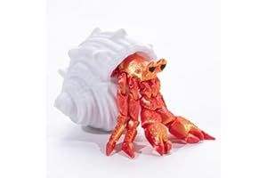 Mrltau 3D Printed Animals Hermit Crab Fidget, Full Articulated Flexible Crystal, 3D Printed Toys Gift For Boy And Adult, Cute Animal Toys Stuff, Home Office Decor(red)