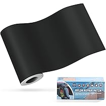 QWORK® Patch En Tissu Auto-adhésif, 10 X 200 Cm Noire Tissu Autocollant