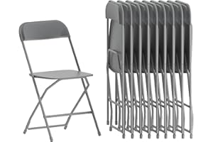 Flash Furniture Hercules Series Plastic Folding Chair-10 Pack 650LB Weight Capacity, Grey, Set of 10