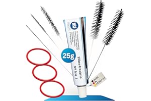 fancility® Kit pour unité de percolation DeLonghi & AEG 25 g de graisse silicone pour machines à café automatiques 3 joints, entre autres, groupe café ECAM ESAM ETAM 5 brosses de nettoyage, pistons de