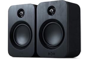 House of Marley Get Together Duo Regallautsprecher - Bluetooth Lautsprecher Stereo Paar mit AUX-Eingang, Holzlautsprecher für Plattenspieler, Handy, PC - Bluetooth Stereo Lautsprecher Boxen, Schwarz