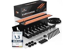 Set De 2 Conduites De Câbles Gelsenwerk® Noir sans Perçage - Support 43x12x12cm avec Tuyau De Câble - Chemin pour Gestion Câbles Lieu De Travail Et Ordre Bureau