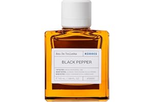 KORRES BLACK PEPPER Eau De Toilette per uomo, fragranza fresca e speziata con note agrumate e legnose, priva di ftalati, parabeni, nitromuscolosi e PCM, vegan, 50 ml