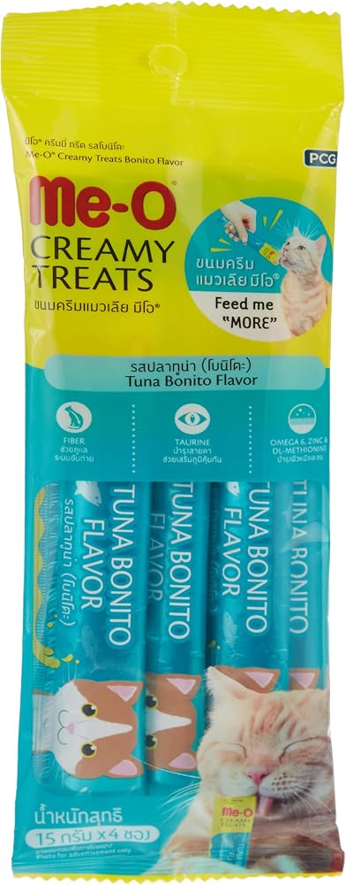 Me-O Kremalı Kurutulmuş Ton Balıklı Kedi Sıvı Ödül Maması 4x15 Gr