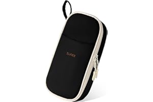 SUNEE Large Capacity Pencil Case, Aesthetic Pencil Case with Compartments and Handle, Portable Pencil Case and Pencil Case for School, Office, Girls, Boys, Teenagers & Adults, deep black, pencil case