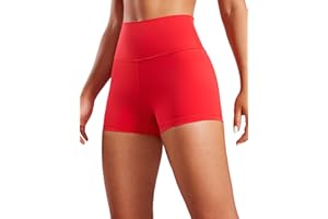 CRZ YOGA Women's Naked Feeling Gym Shorts - 3'' High Waisted Cycling Leggings Workout Running Spandex Yoga Pants Deep Red 6