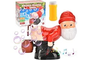VIBBANG Weihnachtsmann Seifenblasen, Weihnachtsmann Seifenblasenmaschine mit Musik Lichtern, Automatische Furz-Blasengebläse, Santa Claus Bubble Blower Maschine Weihnachtsmann Spielzeug Geschenke für Kinder