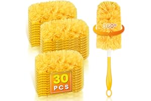 ‎ALLOYTOOL 30 Stück 360° Nachfüllpack für Swiffer Staubmagnet mit 1 Griff, Parfümfrei 3D Tücher Staubwedel Ersatz