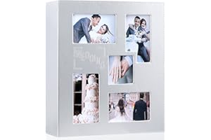 Benjia Wedding Photo Album 6x4, Leather Picture Album holds 500 Landscape and Portrait 10x15cm Photos Silver