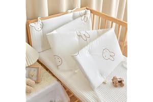 Aocase Paracolpi per Lettino, Traspirante Cuscino Paracolpis, Paracolpi Lettino Antisoffoco Paracolpi Culla Laterali Protezione Sicura e Morbida Sponda Sponde Anticaduta,No08,200×28cm