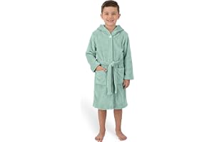 Gräfenstayn Badrock för barn och tonåringar av fleece med knapp och huva – OEKO-TEX 100 – fluffig barnbadrock för pojkar och