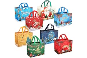 Aviski Torby świąteczne na prezent, świąteczne torby na zakupy z uchwytami, świąteczne torby na smakołyki, wielofunkcyjne nietkane torby świąteczne do pakowania prezentów, na zakupy, artykuły