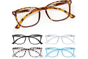 CCVOO 5 Pack Reading Glasses Blue Light Blocking Women/Men, Anti UV Ray/Glare Readers Fashion Eyeglasses with Spring Hinge (*C1 Mix,2.00)