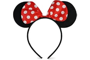 ZADAWERK® Diadema Mini Mouse - rojo - disfraz de ratón - carnaval - orejas negras, lazo rojo, lunares blancos - accesorios para el pelo infantil