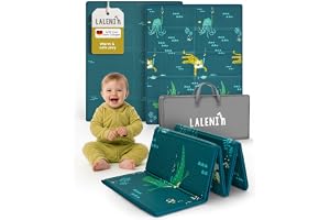 Laleni babymatta 120 x 150 x 1 cm, vattentät, hopfällbar lekmatta, isolerande och mjuk, för inomhus- och utomhusbruk – Djurmo