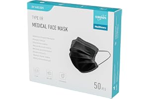 EUROPAPA® Svart medicinsk typ IIR standard EN14683 TÜV CE-certifierade munskydd OP-masker 3-lagers munskydd ansiktsmask engån