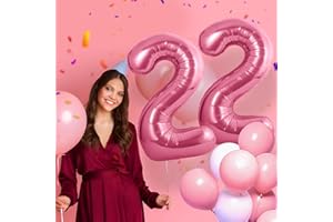 MACLUNAR Number Balloons 22,Pink 22 Balloon 40 Inch Giant Helium Foil Number Balloons for Boys Girls 22th Birthday Party Decor Anniversary Party Decorations Supplies