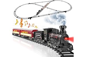 Hot Bee Jouet De Alliage Train Électrique À Vapeur, Rechargeable Train Electrique Enfant, Locomotive à Vapeur avec la Fumée Lumineuse et Le Son, Cadeaux de Noël Anniversaire pour Enfants Adulte
