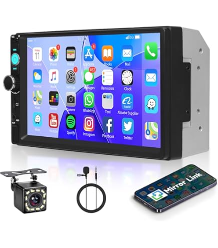 VECHTEL Radio de Coche 2 DIN con CarPlay Android Auto Inalambrico, 7 Pulgadas IPS HD Pantalla Táctil Radio Coche Soporte Bluetooth 5.2 Radio FM/Am/RDS Tipo-C/2USB/AUX Mirror Link SWC Cámara Trasera