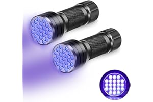 CAM2 Latarka, 2 sztuki mini latarki UV z 21 diodami LED, światło ultrafioletowe 395 nm do geocachingu, detektorów turbiny dla zwierząt domowych (bez baterii)