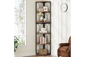 Tribesigns Étagère d'angle Rustique à 6 Niveaux,170cm de Haut, bibliothèque d'angle de Rangement pour Salon, Cuisine, Bureau à Domicile, Petit Espace