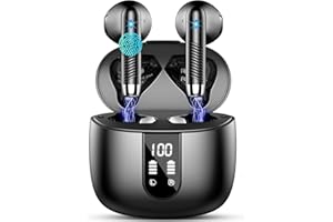 DRSAEC Cuffie Bluetooth, Auricolari Bluetooth 5.3 Cuffie Wireless Bluetooth con 4 Mic, Nuovo Cuffie Senza Fili ENC Cancellazione Rumore, Cuffiette Bluetooth In Ear Sport IP7 Impermeabile 48H Stereo/LED/USB-C