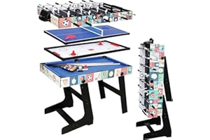 HOMELIKESPORT 4FT 4 in 1 Muliti Sports Game Table, Folding Combo Table-Soccer Foosball Table, Pool Table, Air Hockey Table, Table Tennis Table,Snooker Table Great Gifts for Kids