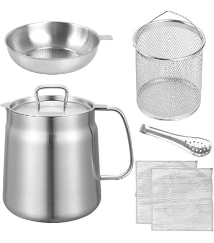 Edelstahl-Ölfiltertopf 2 Liter Mit Sieb – Zum Frittieren, Kochen & Für Camping