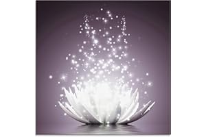 ‎ARTLAND ARTland Glasbilder Wandbild Glas Bild einteilig 40x40 cm Quadratisch Asien Botanik Blumen Blüten Lotusblume Seerose Abstrakt Lila Violett S6CA