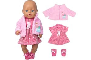 Gemtte Vêtement Poupée 3 Set pour New Born Baby, Accessoire Poupon 43-48 cm, Vetement Poupee pour Enfants et Filles, Rose
