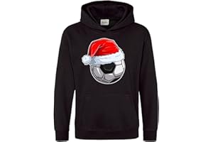 PURPLE PRINT HOUSE Kids Football Christmas Ugly Hoodie, Funny & Unique Santa Hat Soccer Parody Christmas Hoody, Xmas Jumper Gifts for Him Or Her