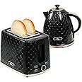 HOMCOM Kettle and Toaster Set, 1.7L 3000W Fast Boil Jug Kettle with Auto Shut Off, 2 Slice Toaster with 7 Level Browning Controls & Crumb Tray, Black