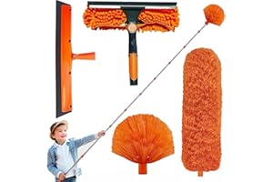 QUAZARPYON Spolverino per Polvere Allungabile 6m,con Asta Telescopica Regolabile da 1,5 a 4,9 m, Cattura-Polvere Telescopico In Microfibra, Scopa Polvere Pulizia Ventilatori Soffitto, Tapparelle, Ragnatela