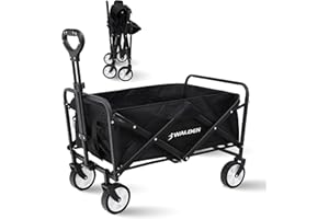 WALDEN Klappbarer zusammenklappbarer Bollerwagen, Strandkarren mit großer Kapazität, Stabiler klappbarer Bollerwagen tragbar, zusammenklappbarer Wagen für Sport, Einkauf, Camping