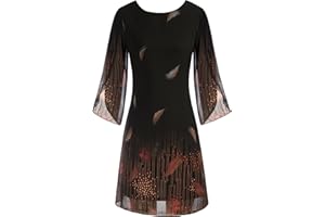 GRACE KARIN Robe Élégante Femme Couple Ample Tissu à Paillettes Manches Longues Légère de Cocktail pour Soirée