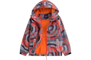 YoungSoul Manteaux Imperméables Garçon Blouson Coupe Vent Veste de Pluie Légère Imprimée à Capuche
