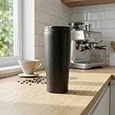Deconox 400 ml Siyah Termos Kupa - &Ccedil;ift Katmanlı Paslanmaz &Ccedil;elik Seyahat Bardağı (Travel Mug) - 4-6 Saat Sıcak/Soğuk Tutan Ki