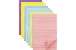 SHIDUO (8 Pack) Lined 100mm x 150mm, Pastel Ruled Post Stickies Colorful, Super Sticking Power Memo Post Stickies Big Square Sticky Notes for Office, Home, School, Meeting, 40 Sheets/pad