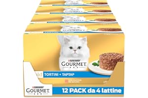 GOURMET Gold - Cibo Umido Gatto Adulto, Tortini con Salmone, Tonno. 48 Lattine da 85 g