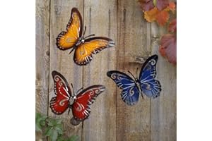 QMCAHCE Decoración de Pared de Mariposa de Metal Grande, Paquete de 3 Unidades de Escultura de Arte de Hierro 3D, decoración de Mariposa para Interiores y Exteriores, Patio, Valla, jardín, Patio