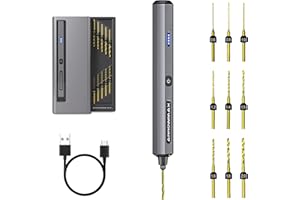 ARROWMAX Mini perceuse électrique 13 en 1 avec boîtier en aluminium, sans fil, rechargeable, 600 tr/min, kit de perceuse à main à étau, 10 mèches HSS, bricolage, bois, bijouterie (SDS MINI 22)